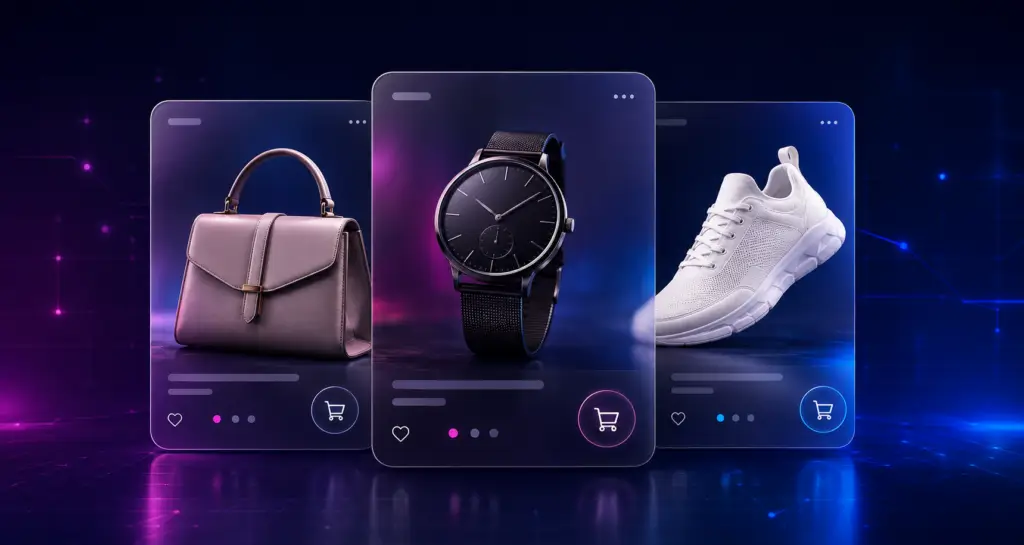 Loja virtual de moda e acessórios apresentada em computador e celular